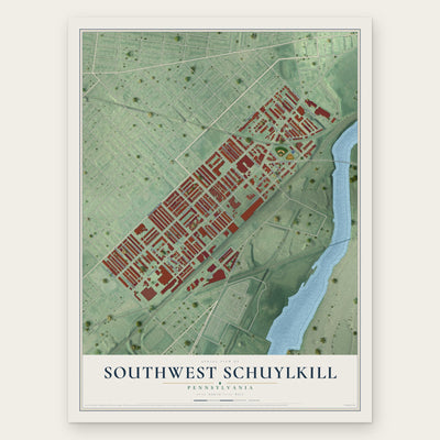Southwest Schuylkill, Pennsylvania map print, the full design