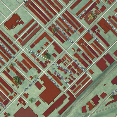Close-up of the map of Southwest Schuylkill, Pennsylvania print showing street and building detail