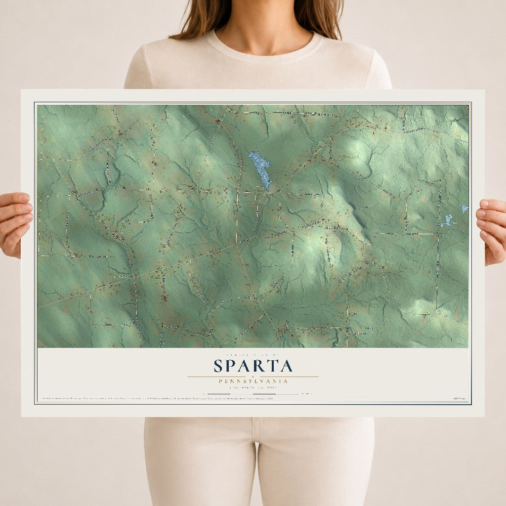 Map of Sparta, Pennsylvania, 18 x 24 inch unframed archival matte print