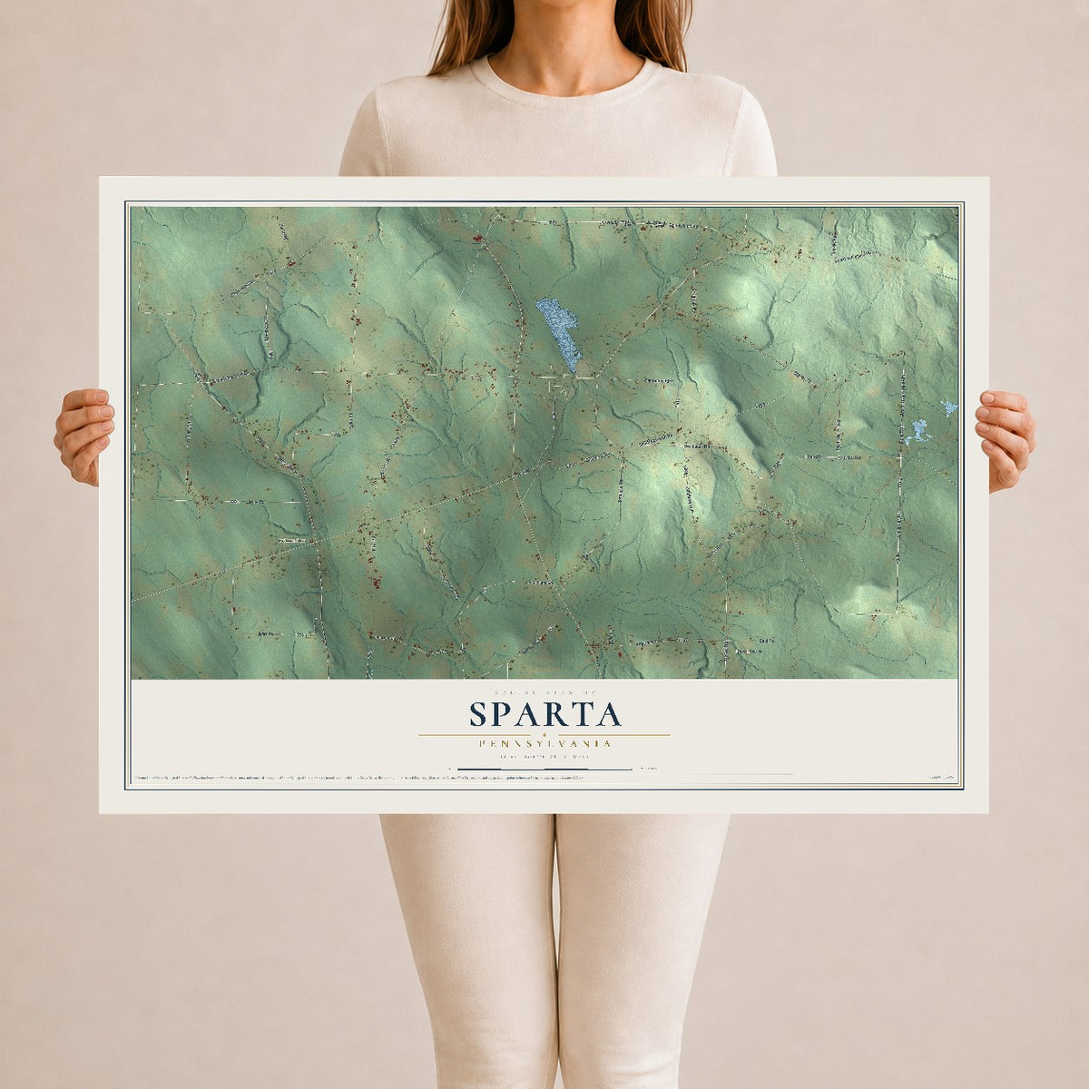 Map of Sparta, Pennsylvania, 24 x 36 inch unframed archival matte print