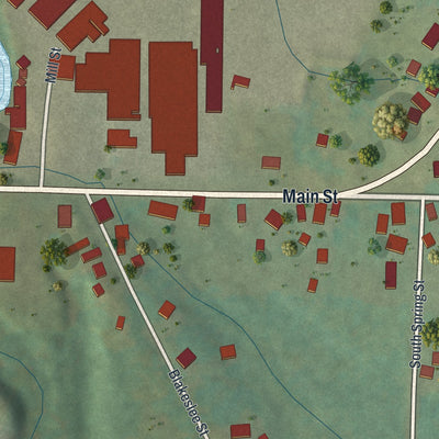 Second close-up of the map of Spartansburg, Pennsylvania print showing more streets and buildings