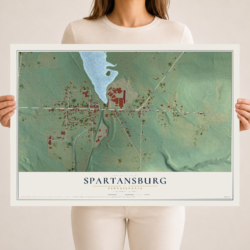Map of Spartansburg, Pennsylvania, 18 x 24 inch unframed archival matte print