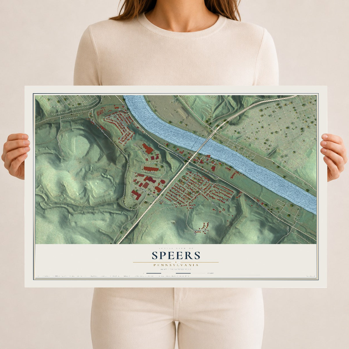 Map of Speers, Pennsylvania, 12 x 18 inch unframed archival matte print