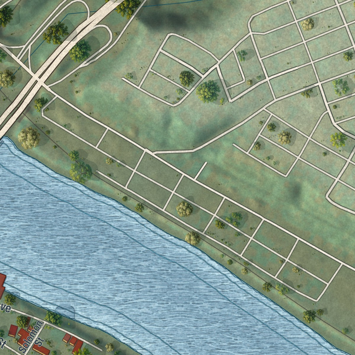 Close-up of the map of Speers, Pennsylvania print showing street and building detail
