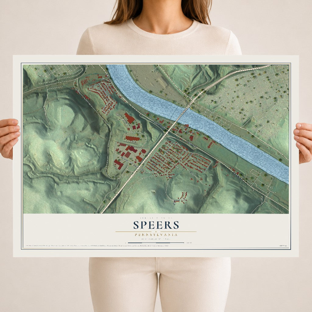 Map of Speers, Pennsylvania, 18 x 24 inch unframed archival matte print