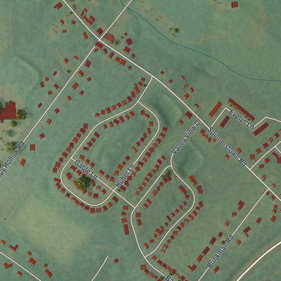 Close-up of the map of Spinnerstown, Pennsylvania print showing street and building detail