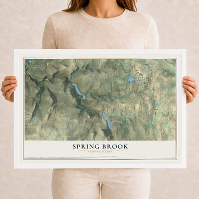 Map of Spring Brook, Pennsylvania, 12 x 18 inch print in a white wood frame