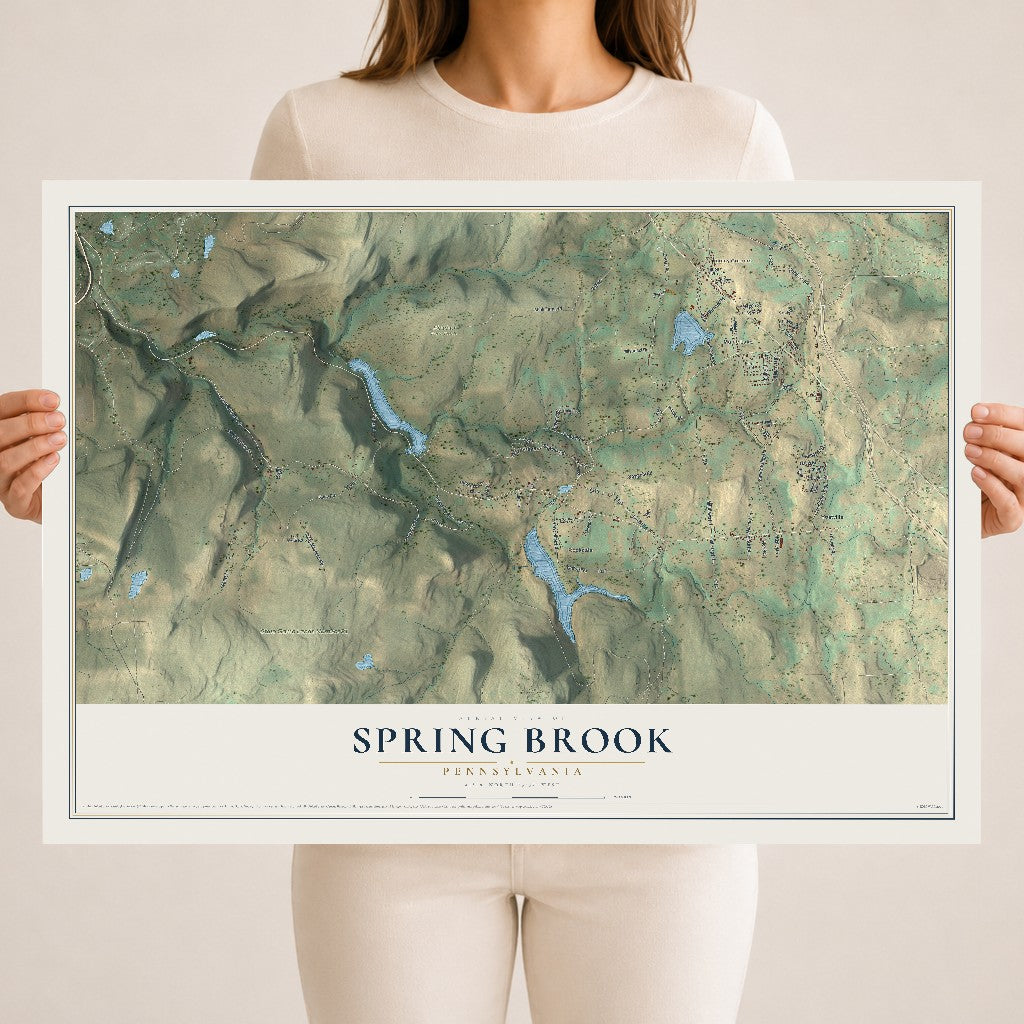 Map of Spring Brook, Pennsylvania, 18 x 24 inch unframed archival matte print