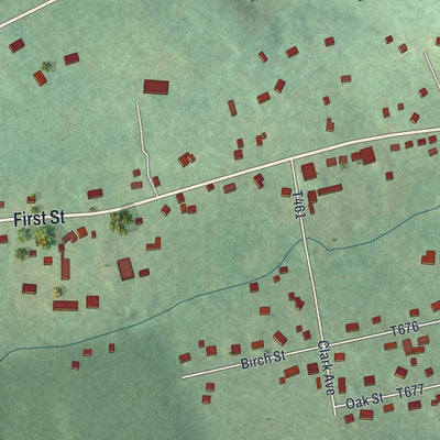Close-up of the map of Spring Church, Pennsylvania print showing street and building detail