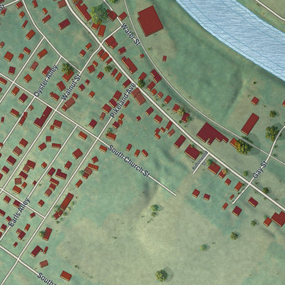 Second close-up of the map of Spring City, Pennsylvania print showing more streets and buildings