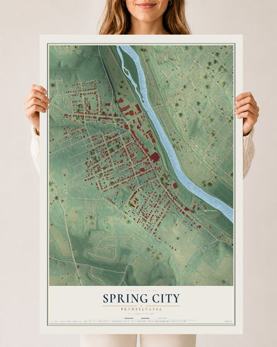 Map of Spring City, Pennsylvania, 24 x 36 inch unframed archival matte print