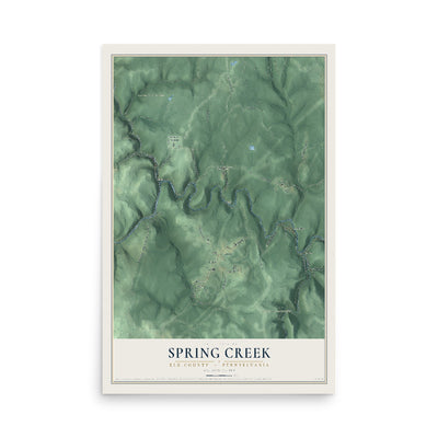 Map of Spring Creek, Elk County, Pennsylvania, 12 x 18 inch unframed archival matte print