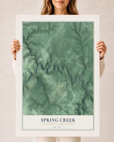 Map of Spring Creek, Elk County, Pennsylvania, 24 x 36 inch print in a white wood frame