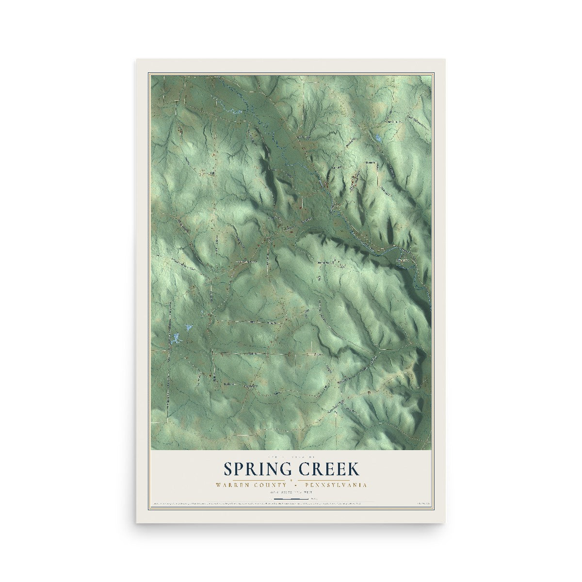 Map of Spring Creek, Warren County, Pennsylvania, 12 x 18 inch unframed archival matte print