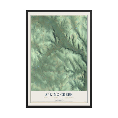 Map of Spring Creek, Warren County, Pennsylvania, 12 x 18 inch print in a black wood frame