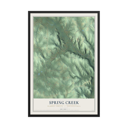 Map of Spring Creek, Warren County, Pennsylvania, 12 x 18 inch print in a black wood frame