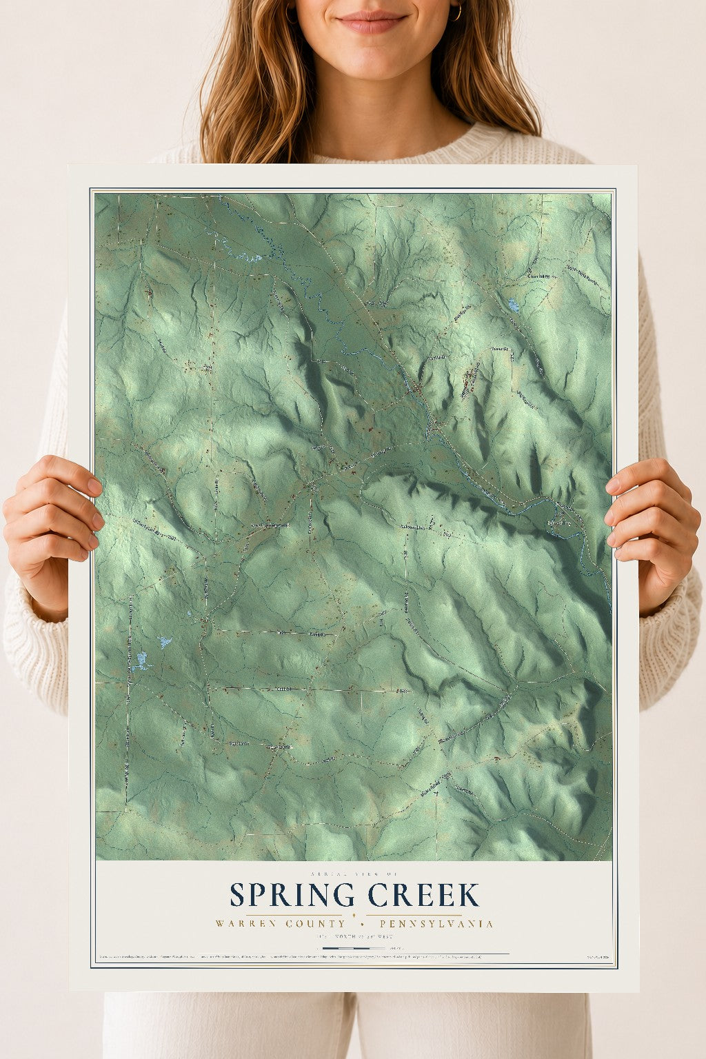 Map of Spring Creek, Warren County, Pennsylvania, 18 x 24 inch unframed archival matte print