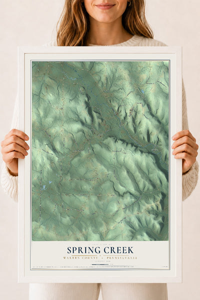 Map of Spring Creek, Warren County, Pennsylvania, 18 x 24 inch print in a white wood frame