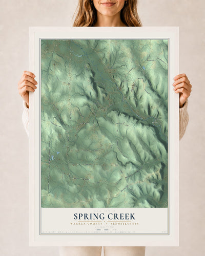 Map of Spring Creek, Warren County, Pennsylvania, 24 x 36 inch print in a white wood frame