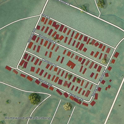 Close-up of the map of Spring Drive Mobile Home Park, Pennsylvania print showing street and building detail