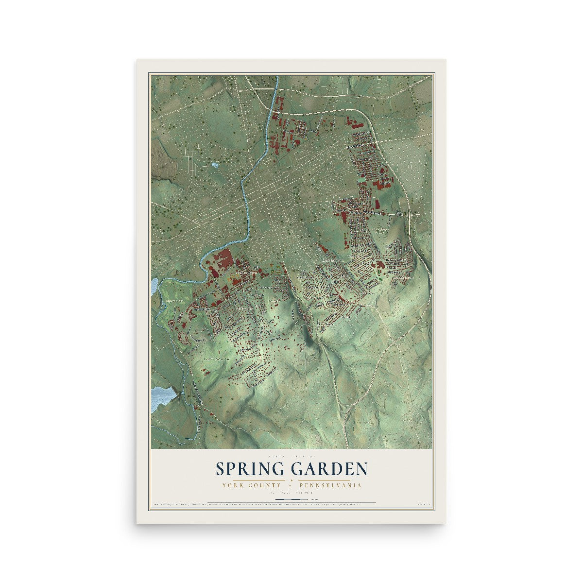 Map of Spring Garden, York County, Pennsylvania, 12 x 18 inch unframed archival matte print
