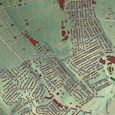 Close-up of the map of Spring Garden, York County, Pennsylvania print showing street and building detail