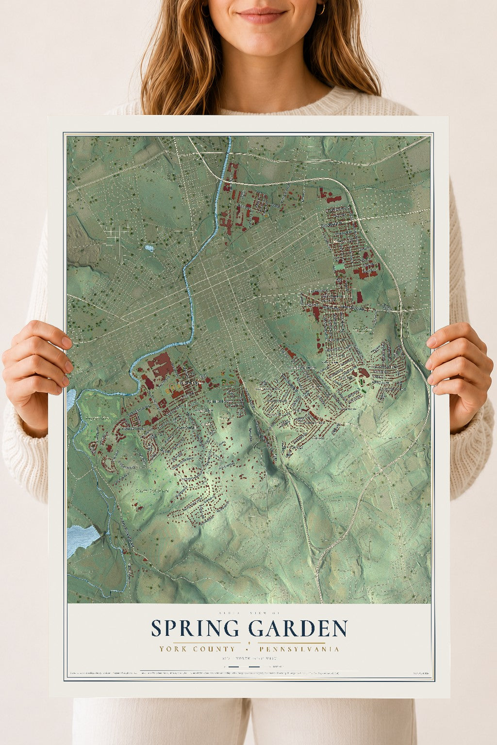 Map of Spring Garden, York County, Pennsylvania, 18 x 24 inch unframed archival matte print