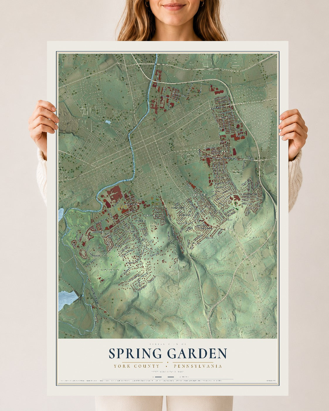 Map of Spring Garden, York County, Pennsylvania, 24 x 36 inch unframed archival matte print