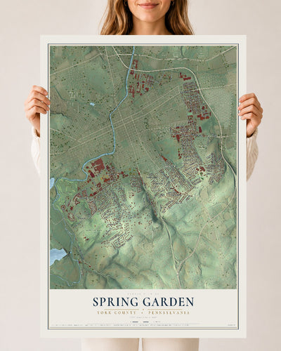 Map of Spring Garden, York County, Pennsylvania, 24 x 36 inch unframed archival matte print