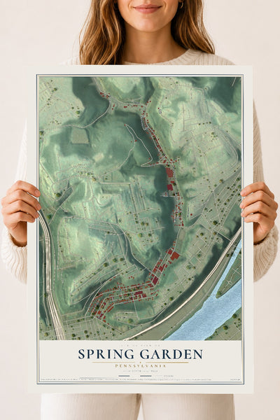 Map of Spring Garden, Pennsylvania, 18 x 24 inch unframed archival matte print