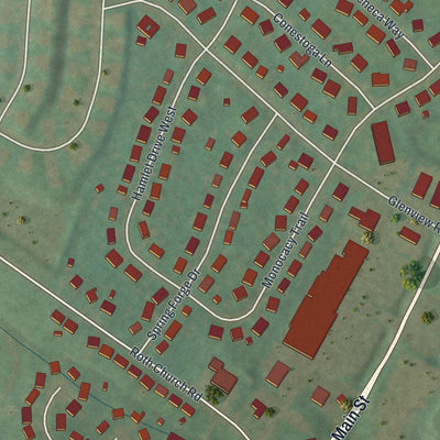 Second close-up of the map of Spring Grove, Pennsylvania print showing more streets and buildings