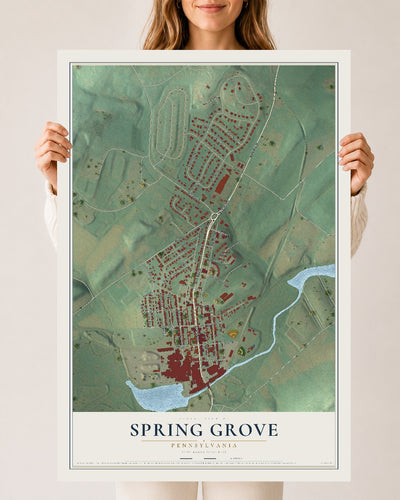 Map of Spring Grove, Pennsylvania, 24 x 36 inch unframed archival matte print