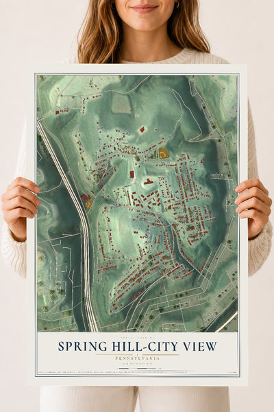 Map of Spring Hill-City View, Pennsylvania, 18 x 24 inch unframed archival matte print