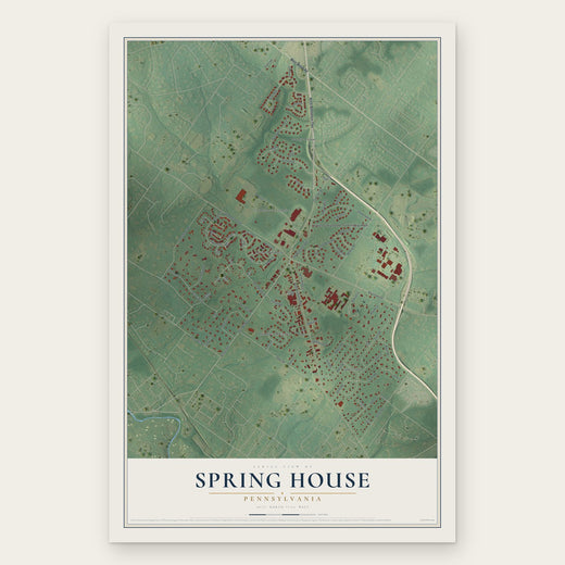 Spring House, Pennsylvania map print, the full design