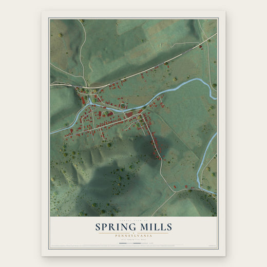Spring Mills, Pennsylvania map print, the full design