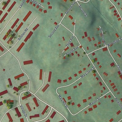 Close-up of the map of Spring Mount, Pennsylvania print showing street and building detail