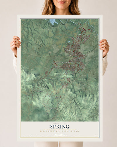 Map of Spring, Berks County, Pennsylvania, 24 x 36 inch unframed archival matte print