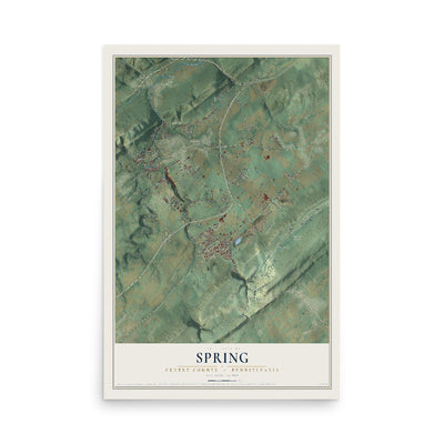 Map of Spring, Centre County, Pennsylvania, 12 x 18 inch unframed archival matte print