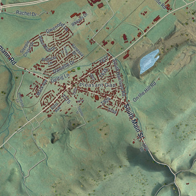 Close-up of the map of Spring, Centre County, Pennsylvania print showing street and building detail