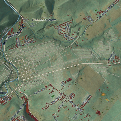 Second close-up of the map of Spring, Centre County, Pennsylvania print showing more streets and buildings