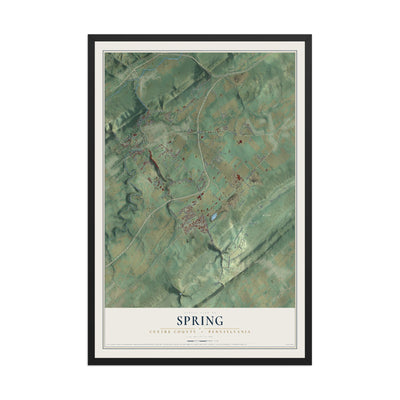 Map of Spring, Centre County, Pennsylvania, 12 x 18 inch print in a black wood frame