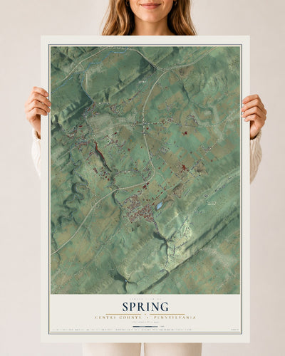 Map of Spring, Centre County, Pennsylvania, 24 x 36 inch unframed archival matte print