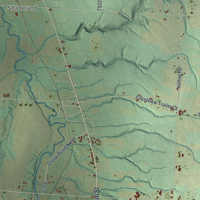 Close-up of the map of Spring, Crawford County, Pennsylvania print showing street and building detail