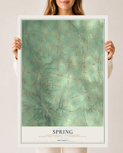 Map of Spring, Crawford County, Pennsylvania, 24 x 36 inch unframed archival matte print