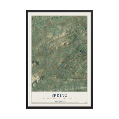 Map of Spring, Perry County, Pennsylvania, 12 x 18 inch print in a black wood frame
