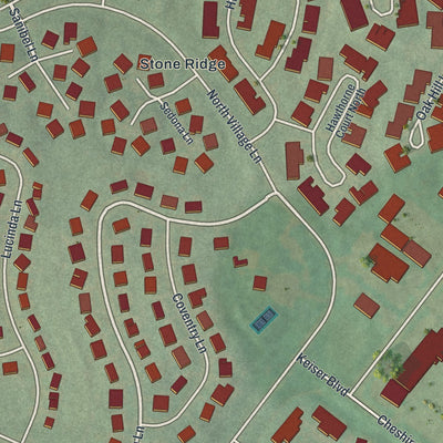 Close-up of the map of Spring Ridge, Pennsylvania print showing street and building detail