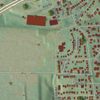 Second close-up of the map of Springdale, Allegheny County, Pennsylvania print showing more streets and buildings