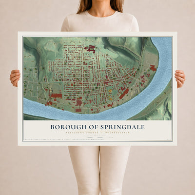 Map of the Borough of Springdale, Allegheny County, Pennsylvania, 24 x 36 inch unframed archival matte print