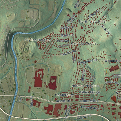 Second close-up of the map of Springettsbury, Pennsylvania print showing more streets and buildings