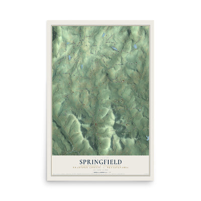 Map of Springfield, Bradford County, Pennsylvania, 12 x 18 inch unframed archival matte print